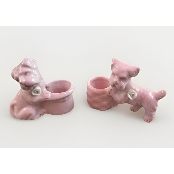 Pair Vintage Ceramic Dog Toothpick Holders Bulldog & Terrier Japan VTG - Picture 2 of 12